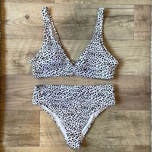 NWT Shein Black and White Polka Dot Bikini. Size Large.